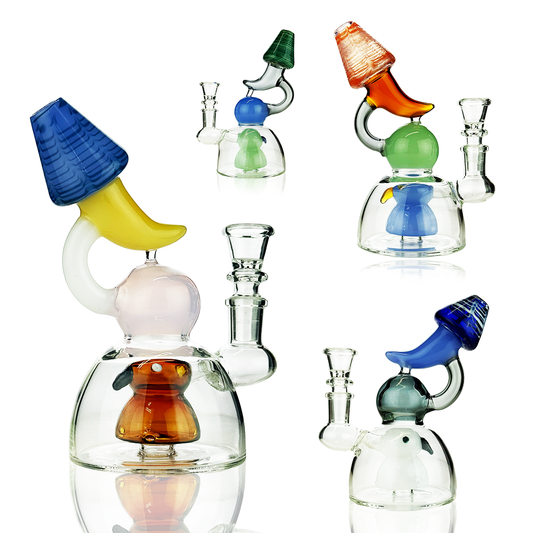 7" Recycler Water Pipe Bong with Duck Shower with 14mm Male Bowl