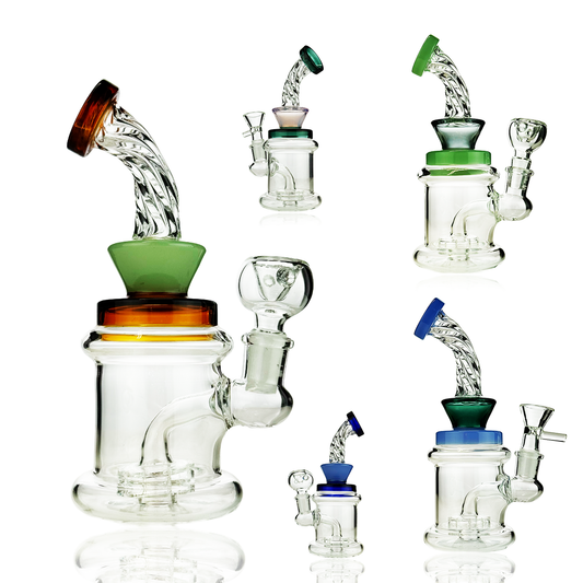 7" Twist Neck Water Pipe with 14mm Male Bowl