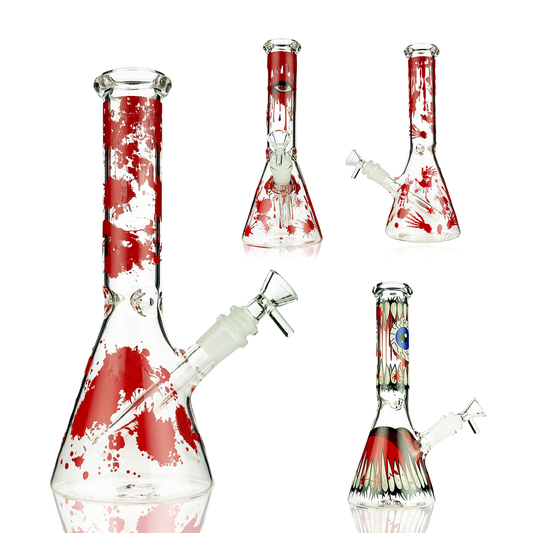 10" Scary Prints Decal Beaker 14mm Male Bowl