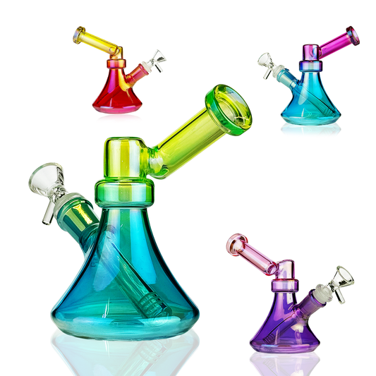 7" Multi Color Side Mouth Water Pipe with 14mm Male Bowl