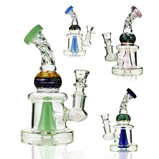 6" Twisted Neck Water Pipe with 14mm Male Bowl
