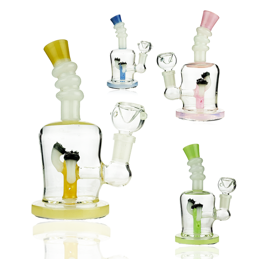 6" Slime Color Rig Water Pipe Mushroom Shower with 14mm Male Bowl