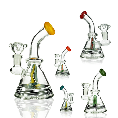 6" Conical Water Pipe with Rod Color and 14mm Male Bowl