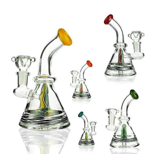 6" Conical Water Pipe with Rod Color and 14mm Male Bowl