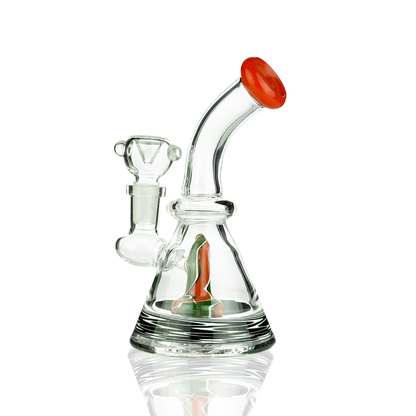 6" Conical Water Pipe with Rod Color and 14mm Male Bowl