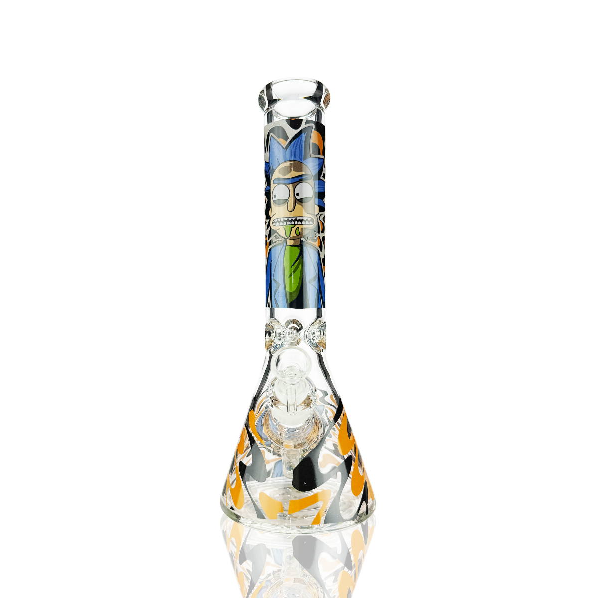 14" 7mm Ricky Sticker Beaker with 14mm Male Bowl