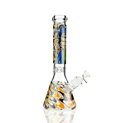 14" 7mm Ricky Sticker Beaker with 14mm Male Bowl
