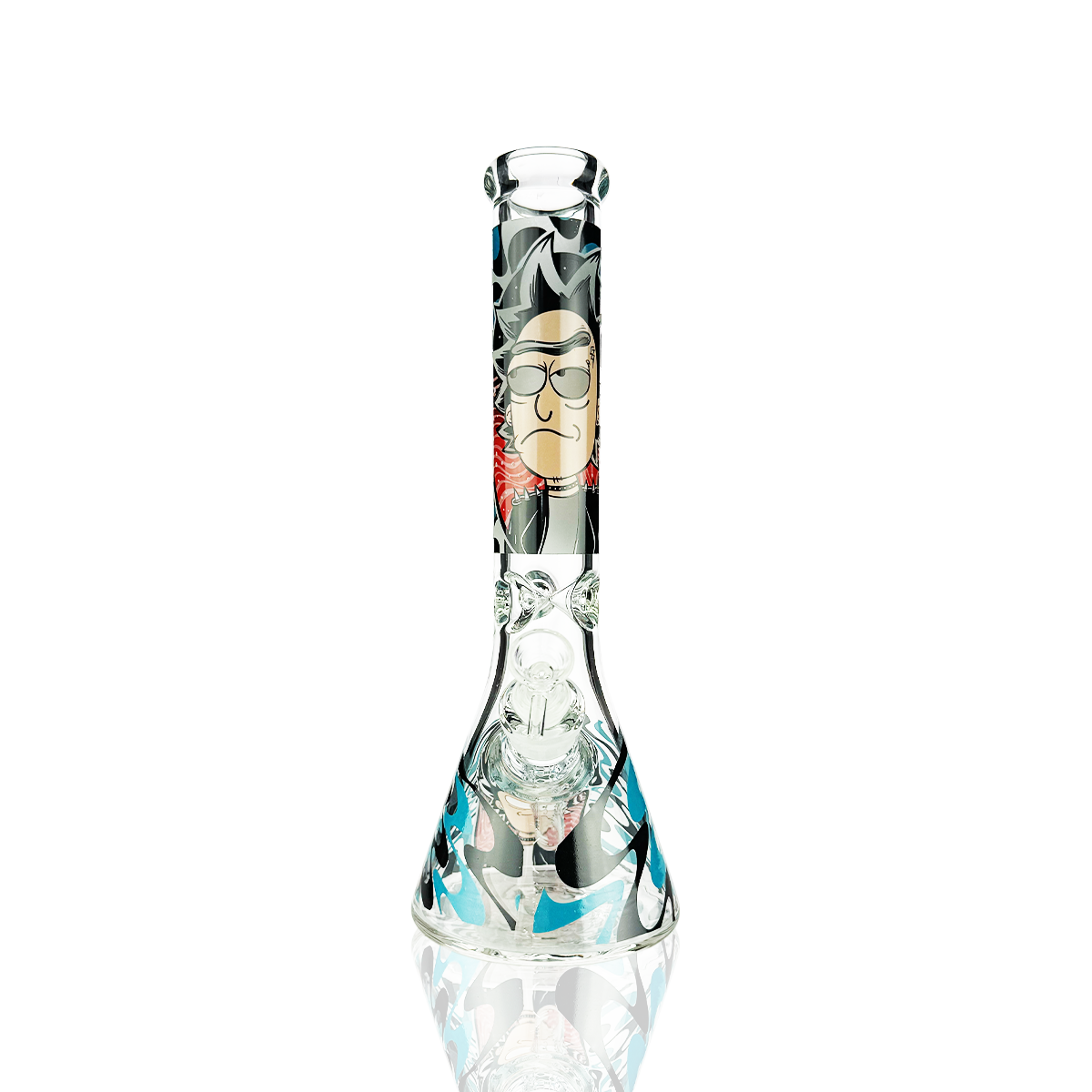 14" 7mm Ricky Sticker Beaker with 14mm Male Bowl