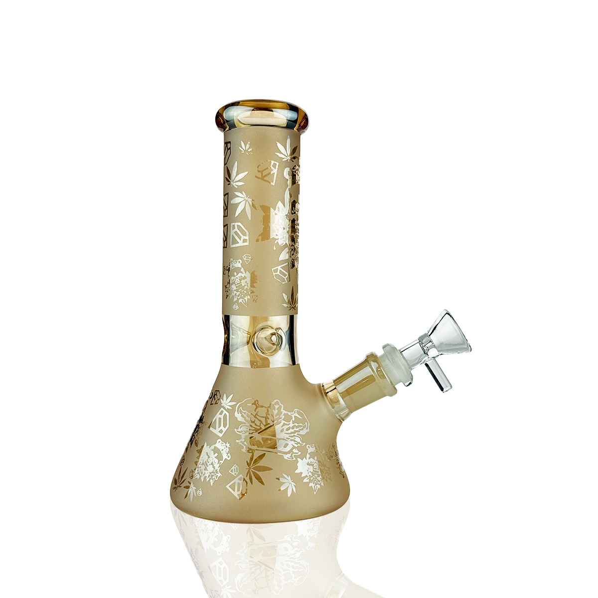 8" Beaker Frosted Glass Electroplated with 14mm Male Bowl