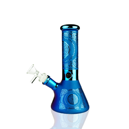 8" Beaker Frosted Glass Electroplated with 14mm Male Bowl