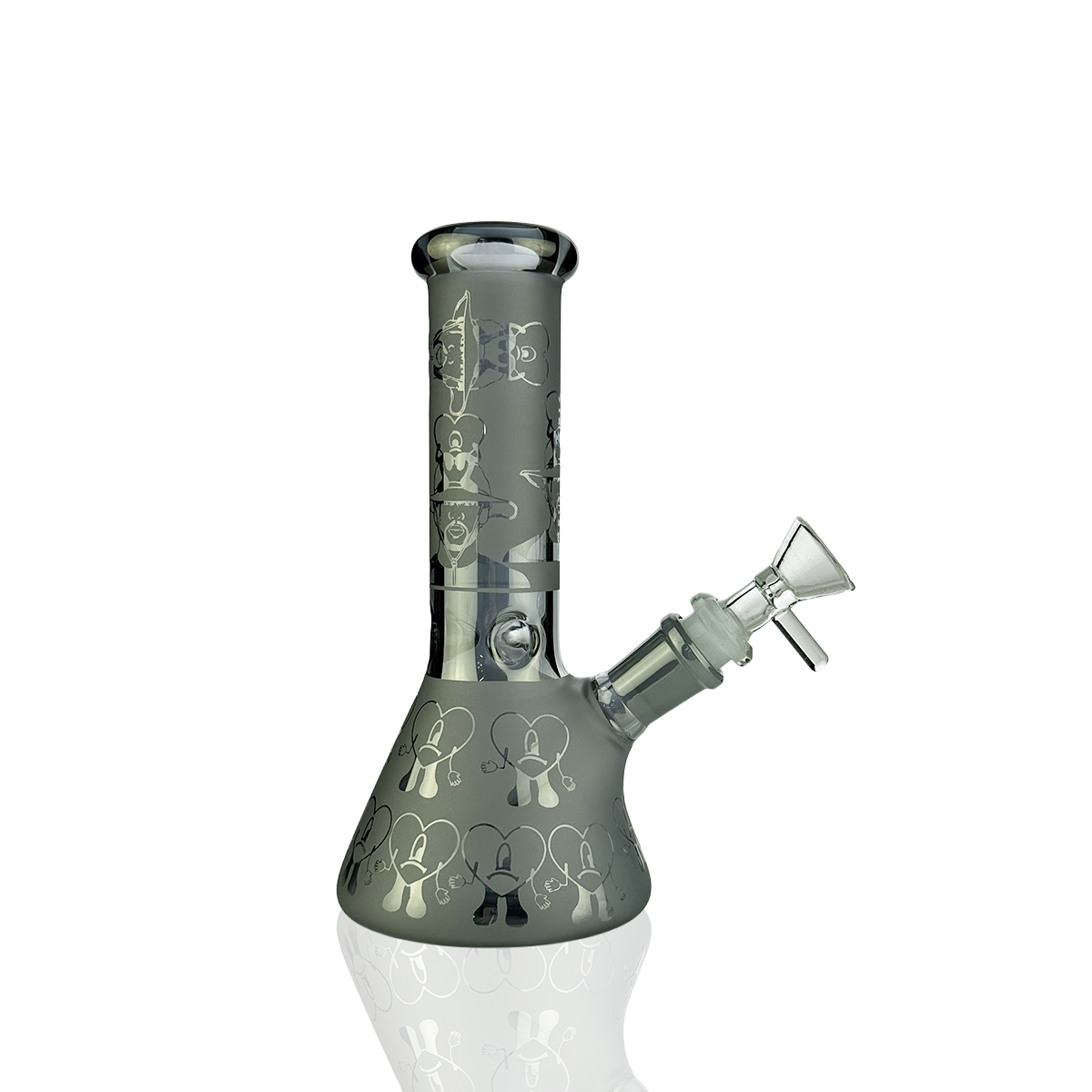 8" Beaker Frosted Glass Electroplated with 14mm Male Bowl