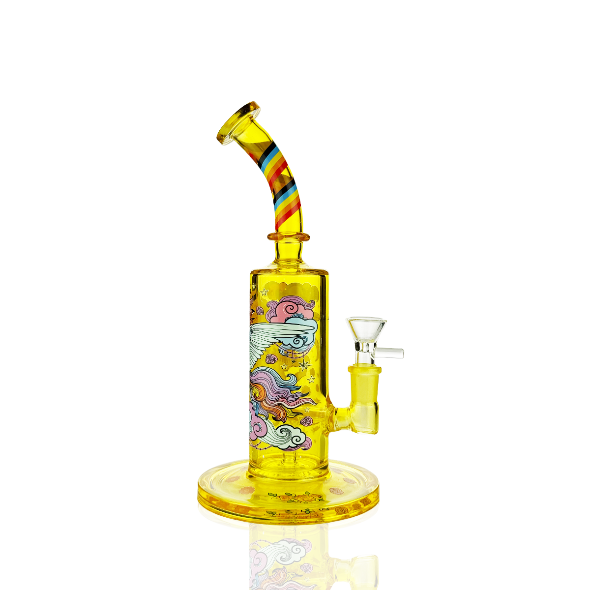 10" Rainbow Glass Water Pipe Unicorne with 14mm Male Bowl