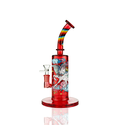 10" Rainbow Glass Water Pipe Unicorne with 14mm Male Bowl