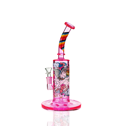 10" Rainbow Glass Water Pipe Unicorne with 14mm Male Bowl
