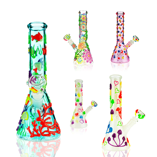 10" Glow in the Dark Beaker Water Pipe Bong with 14mm Male