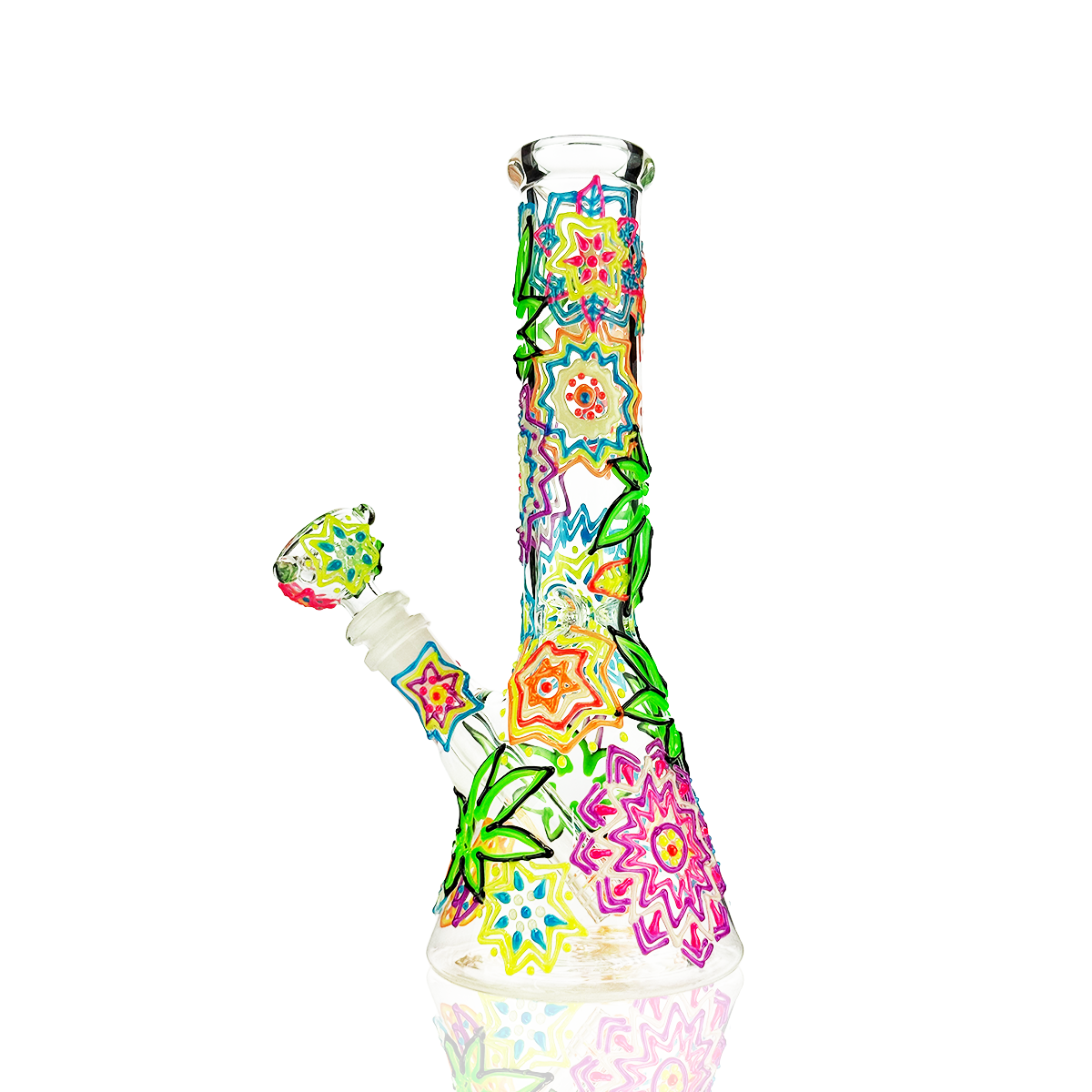 10" Glow in the Dark Beaker Water Pipe Bong with 14mm Male