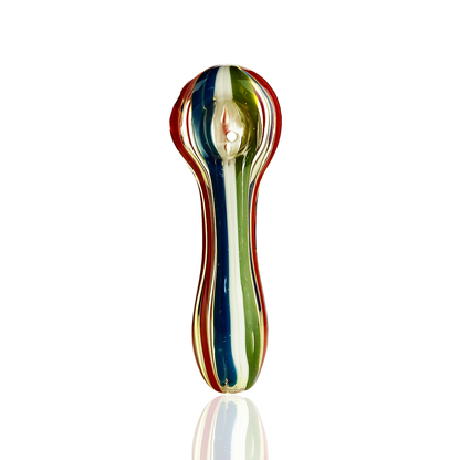 4" Hand Pipe Spoon with Rasta Line