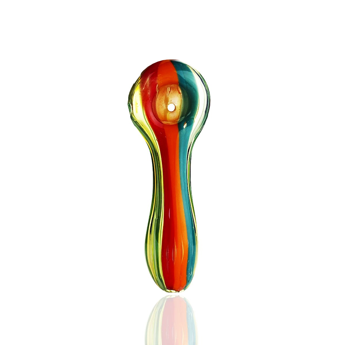4" Hand Pipe Spoon with Rasta Line