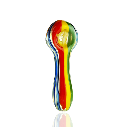 4" Hand Pipe Spoon with Rasta Line