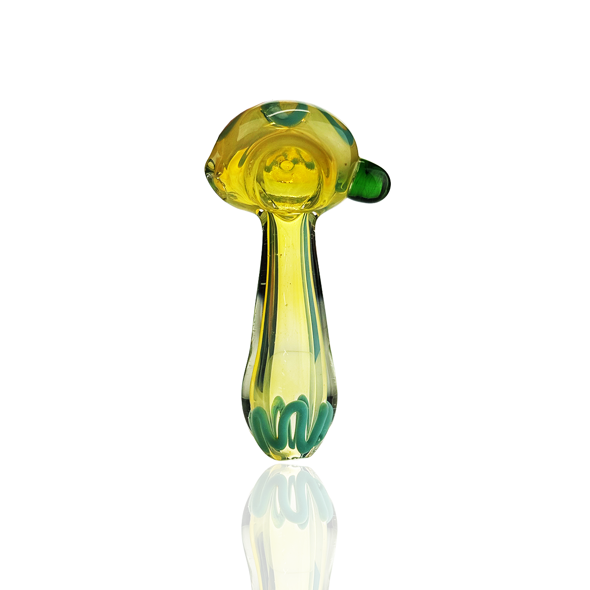 4" Silver Fume Glass Hand Pipe Spoon with Flower Head