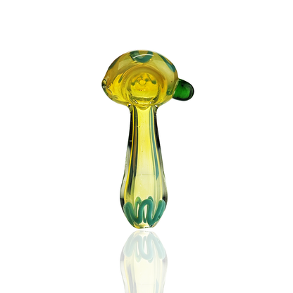 4" Silver Fume Glass Hand Pipe Spoon with Flower Head