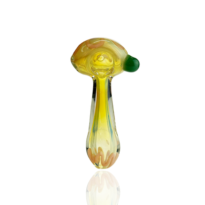 4" Silver Fume Glass Hand Pipe Spoon with Flower Head