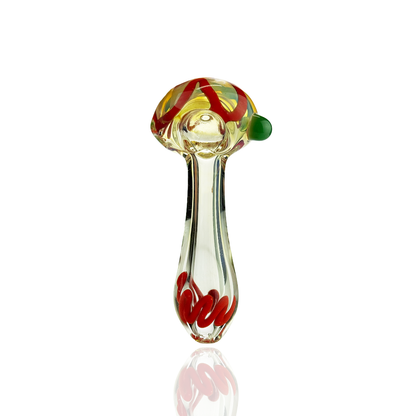 4" Silver Fume Glass Hand Pipe Spoon with Flower Head