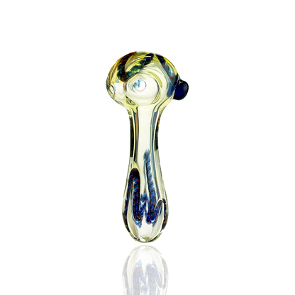 4" Silver Fume Glass Hand Pipe Spoon with Flower Head
