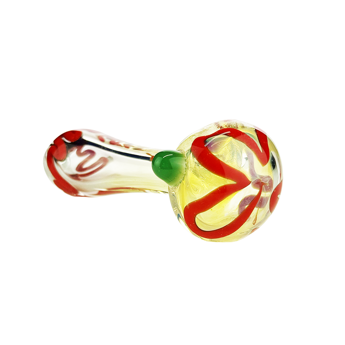 4" Silver Fume Glass Hand Pipe Spoon with Flower Head