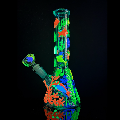 10" Glow in the Dark Beaker Water Pipe Bong with 14mm Male