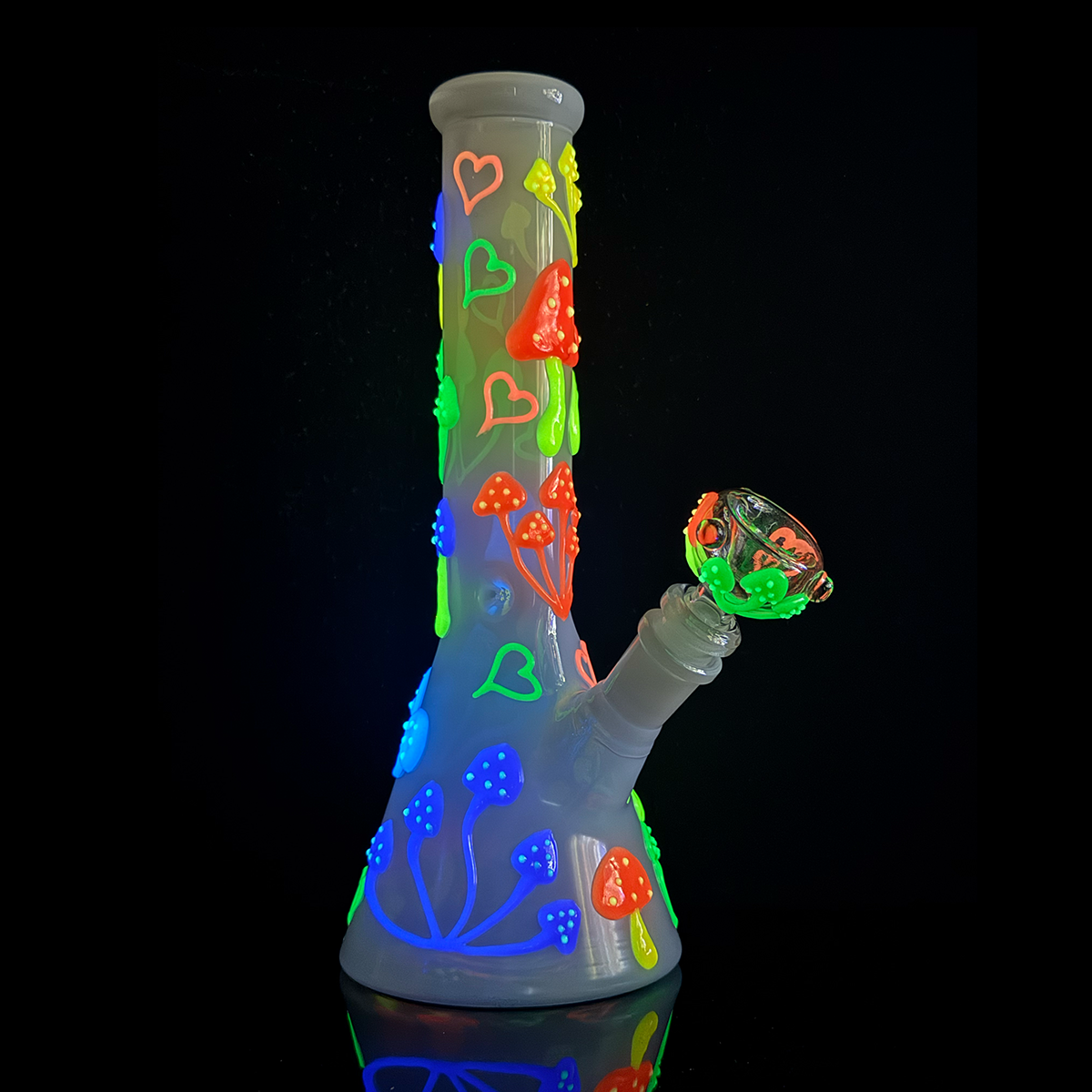 10" Glow in the Dark Beaker Water Pipe Bong with 14mm Male