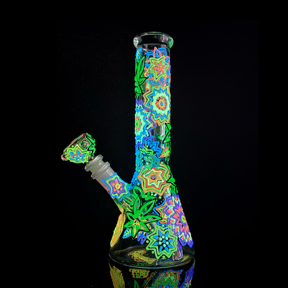 10" Glow in the Dark Beaker Water Pipe Bong with 14mm Male
