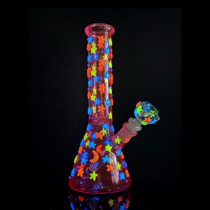 10" Glow in the Dark Beaker Water Pipe Bong with 14mm Male