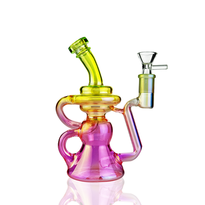 8" Multicolor Recycler Water Pipe Bong | 14mm Male Bowl | Wholesale Glass