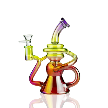 8" Multicolor Recycler Water Pipe Bong | 14mm Male Bowl | Wholesale Glass