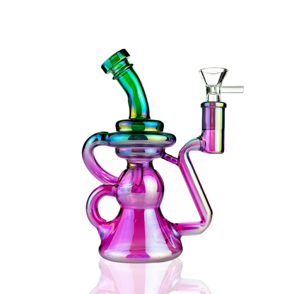 8" Multicolor Recycler Water Pipe Bong | 14mm Male Bowl | Wholesale Glass