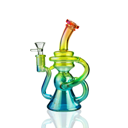 8" Multicolor Recycler Water Pipe Bong | 14mm Male Bowl | Wholesale Glass