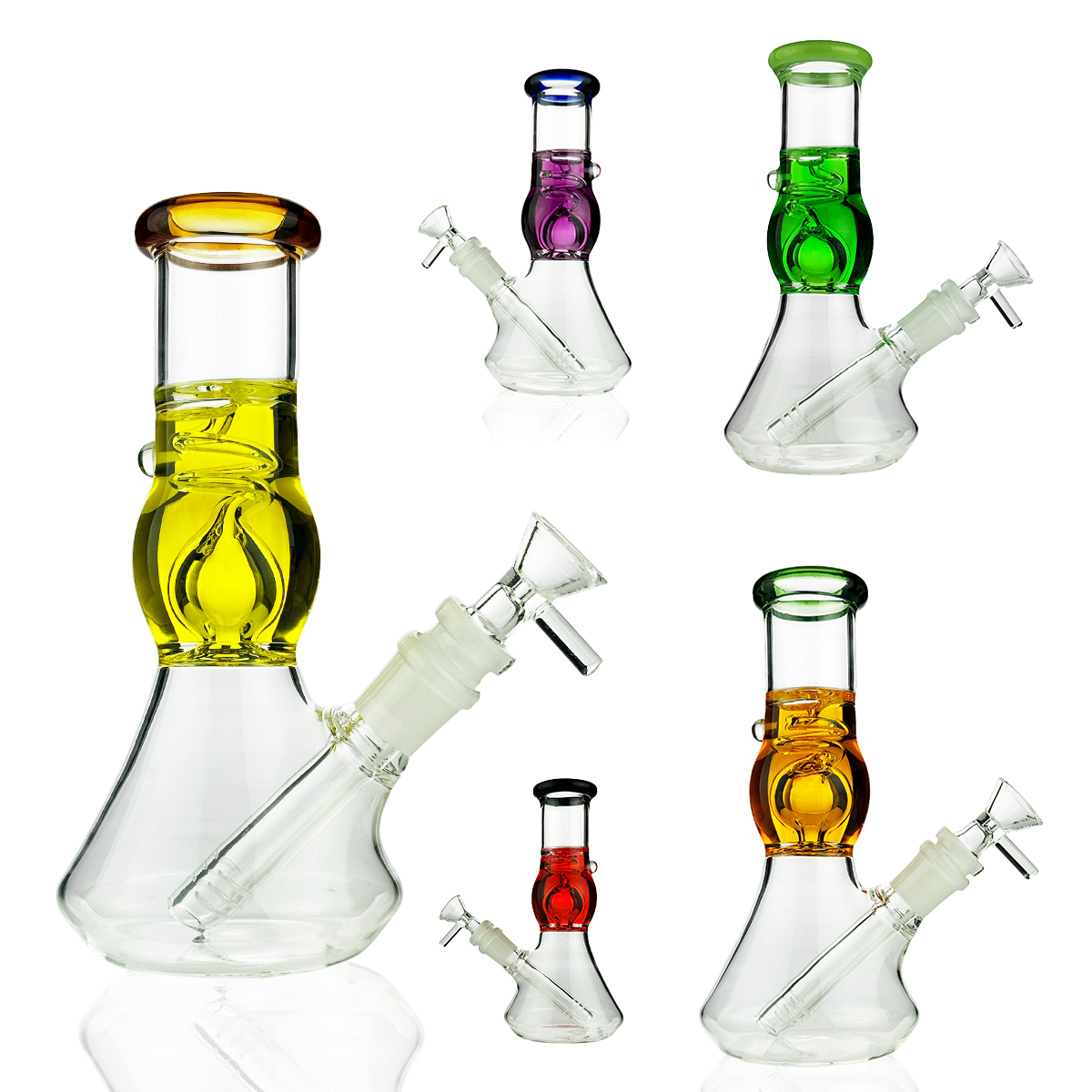 8" Glycerin Beaker Water Pipe Bong | 14mm Male Bowl | Wholesale Glass