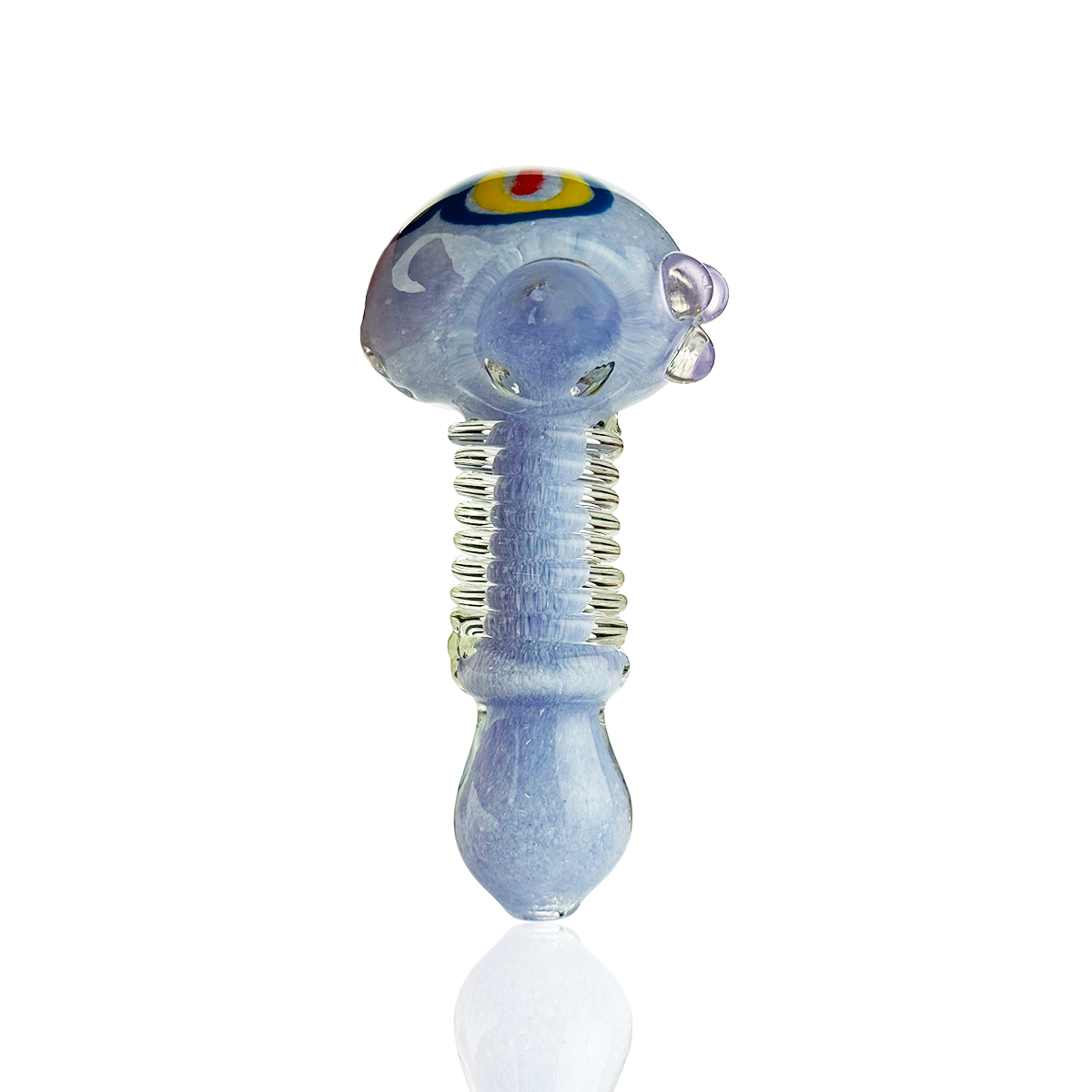 4.5" Hand Pipe Spoon Heavy Frit Glass with Flower Head