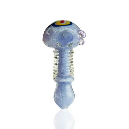 4.5" Hand Pipe Spoon Heavy Frit Glass with Flower Head