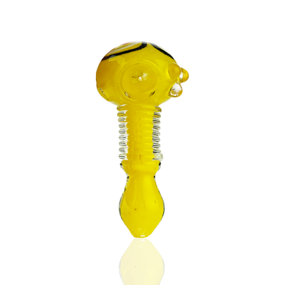 4.5" Hand Pipe Spoon Heavy Frit Glass with Flower Head