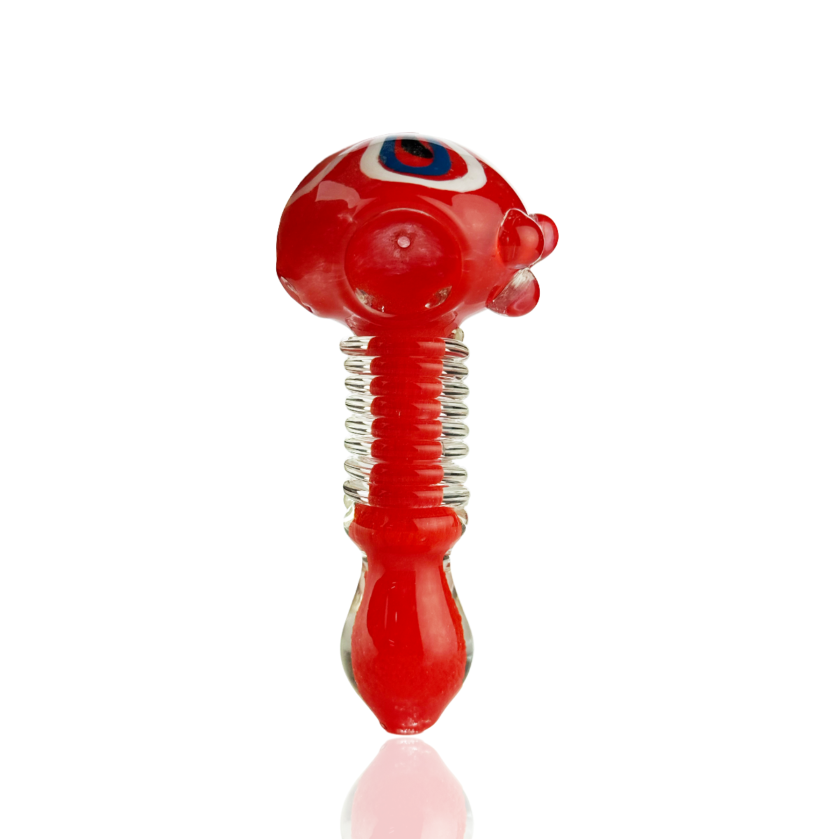 4.5" Hand Pipe Spoon Heavy Frit Glass with Flower Head