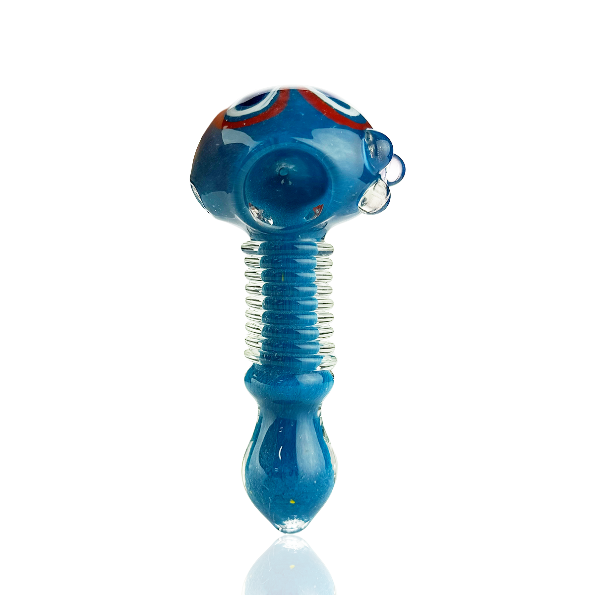 4.5" Hand Pipe Spoon Heavy Frit Glass with Flower Head