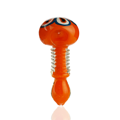 4.5" Hand Pipe Spoon Heavy Frit Glass with Flower Head