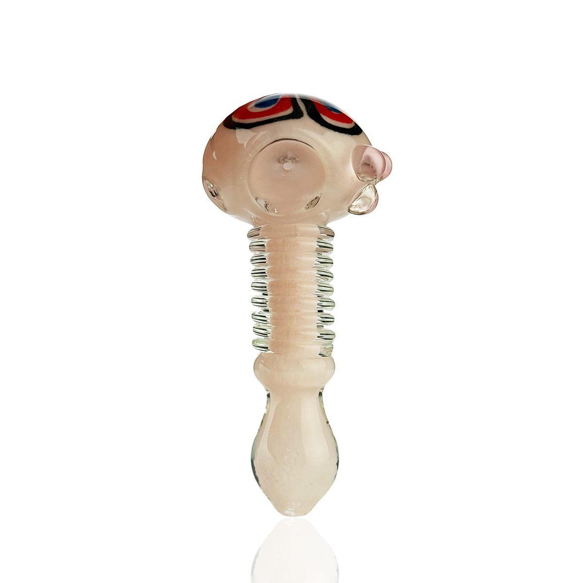 4.5" Hand Pipe Spoon Heavy Frit Glass with Flower Head