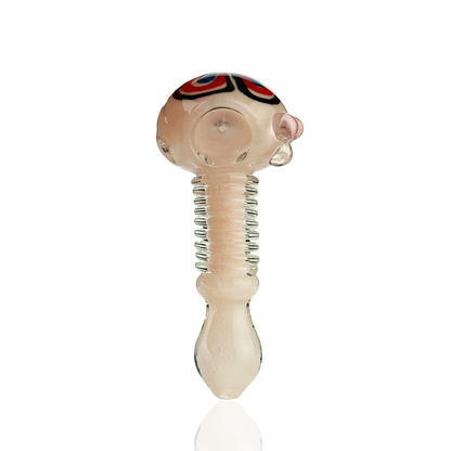 4.5" Hand Pipe Spoon Heavy Frit Glass with Flower Head
