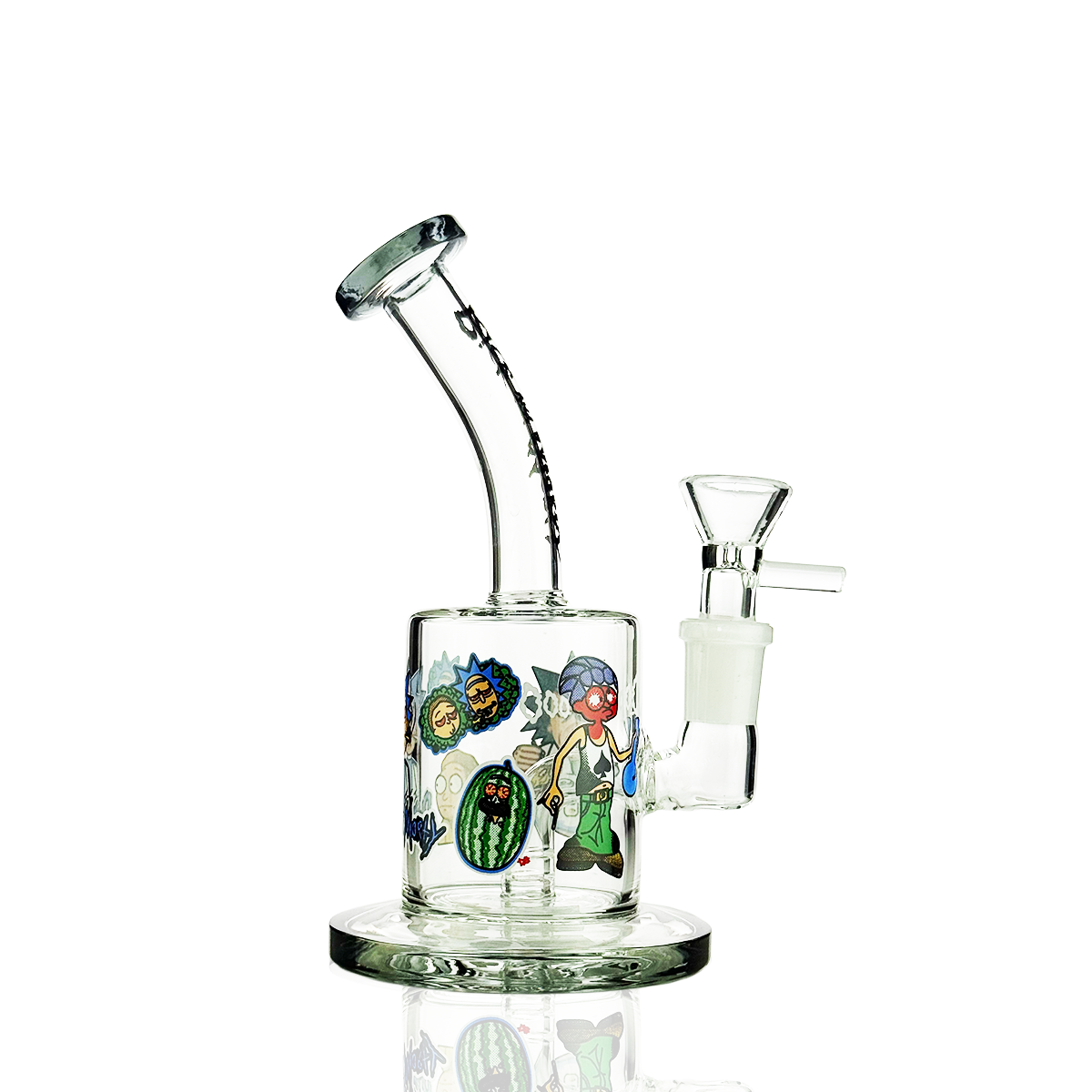6" Water Pipe with 14mm Male Bowl Ricky Decal