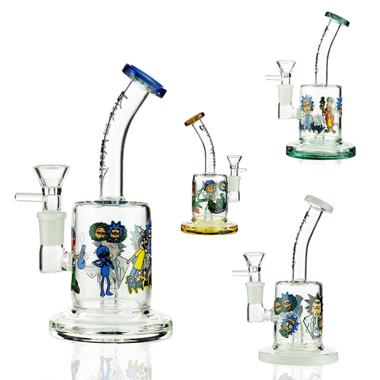 6" Water Pipe with 14mm Male Bowl Ricky Decal