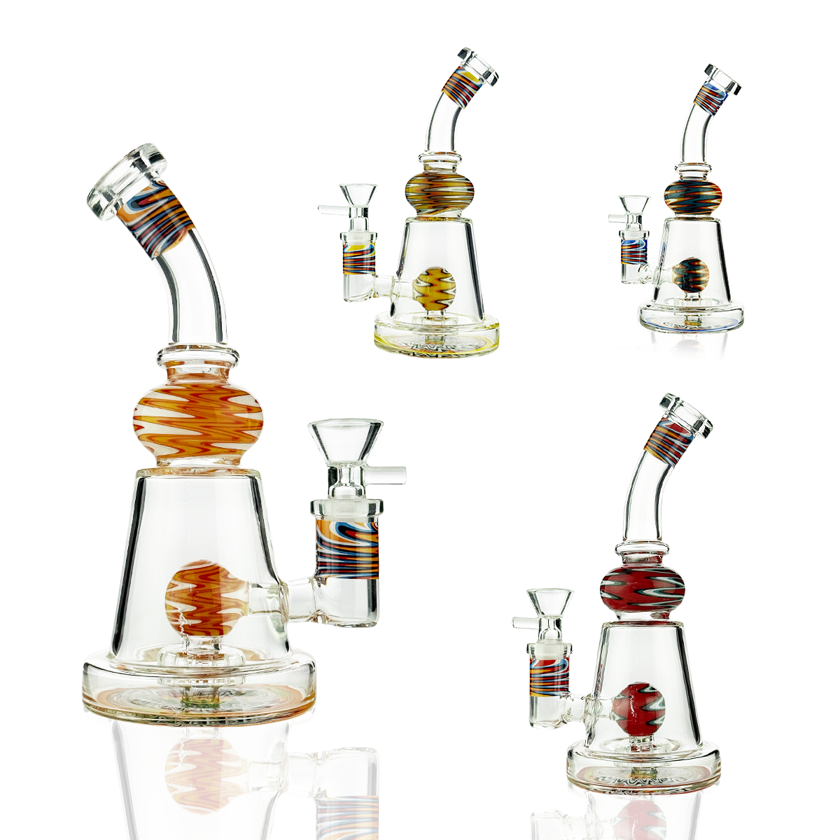 8" WigWag Water Pipe Bong with 14mm Male Bowl