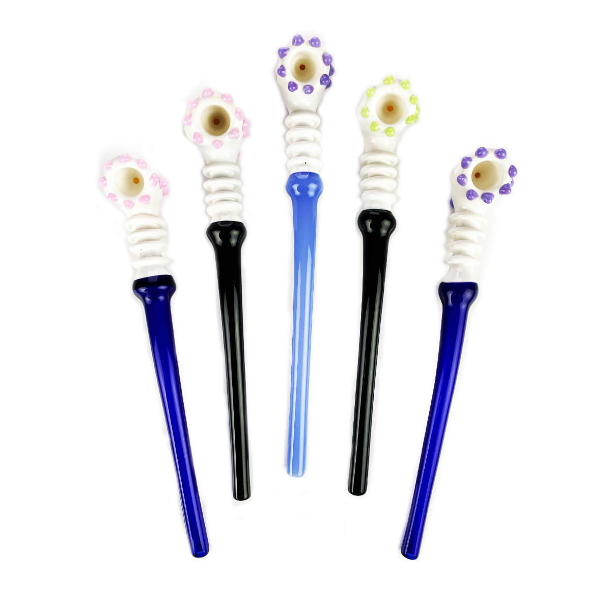 10" Sherlock Glass Pipe with Opaque White Marble with Mix Dark Glass Pipe